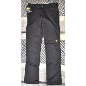 Dickies Twill Work Pant Skinny Fit Str Leg Black 30W X 32L Phone DBL Knees NEW